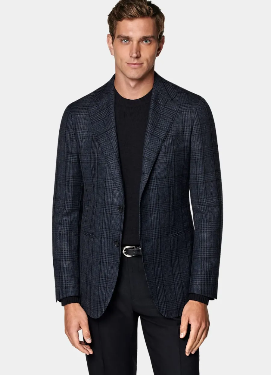 Suitsupply Blazer Havana coupe Tailored bleu marine à carreaux Navy Shop