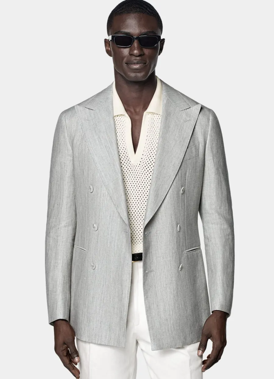 Suitsupply Blazer Havana coupe Tailored gris clair à chevrons Store