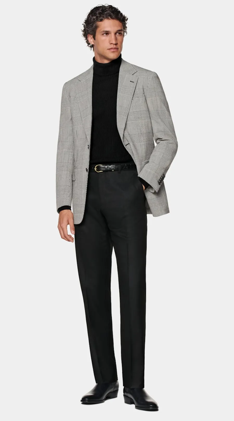 Suitsupply Blazer Milano coupe Tailored noir à carreaux Black Cheap