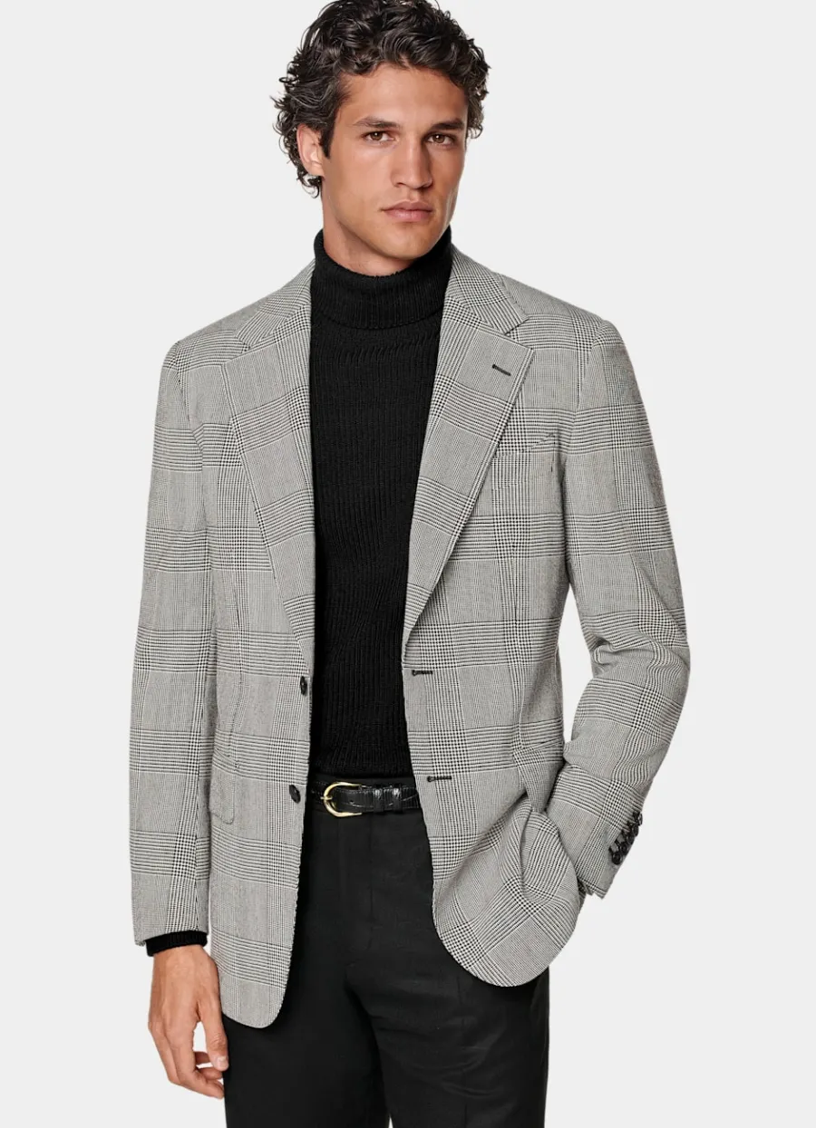 Suitsupply Blazer Milano coupe Tailored noir à carreaux Black Cheap