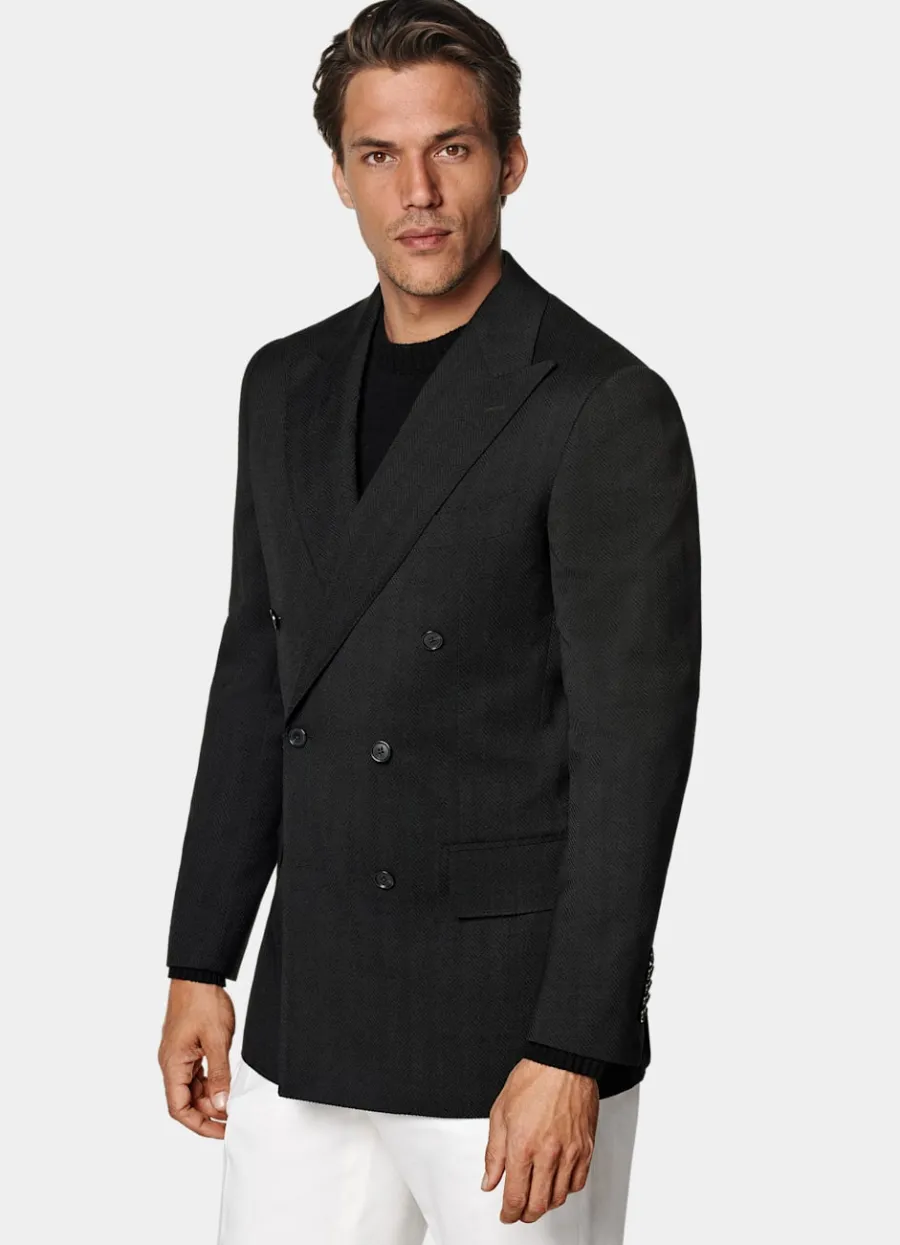 Suitsupply Blazer Milano coupe Tailored noir à chevrons New