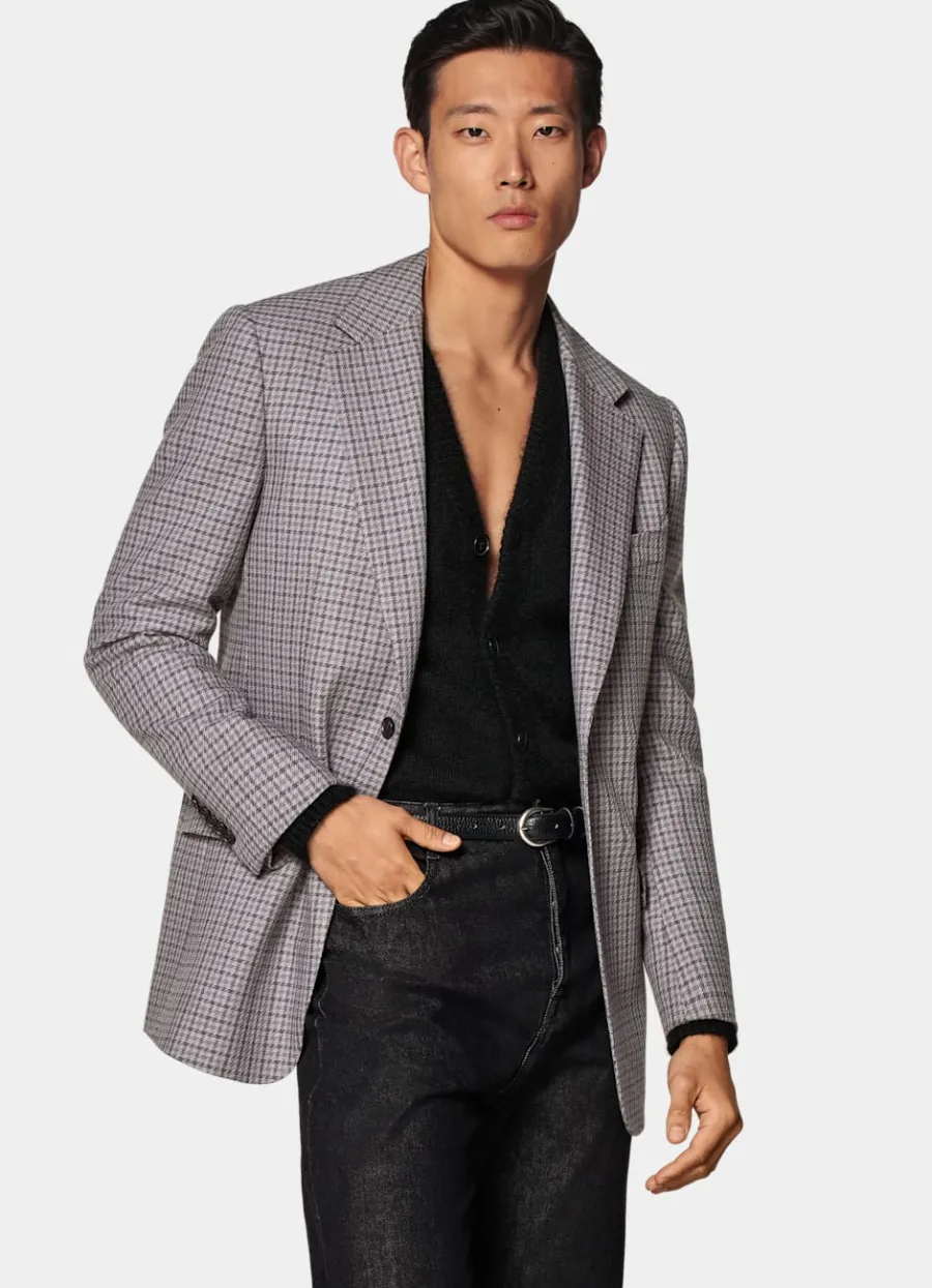 Suitsupply Blazer Milano coupe Tailored à carreaux Taupe Flash Sale