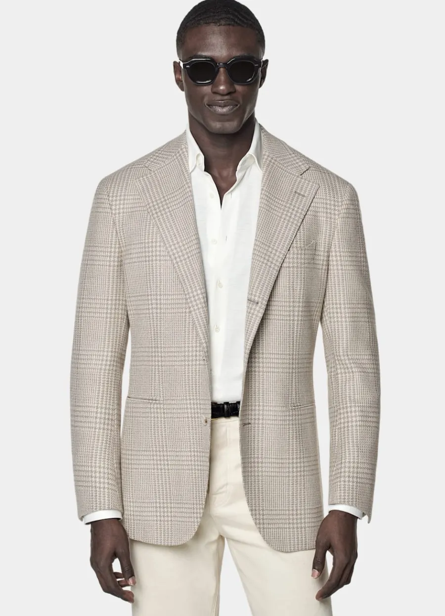 Suitsupply Blazer Roma coupe Relaxed sable à carreaux Sand Shop