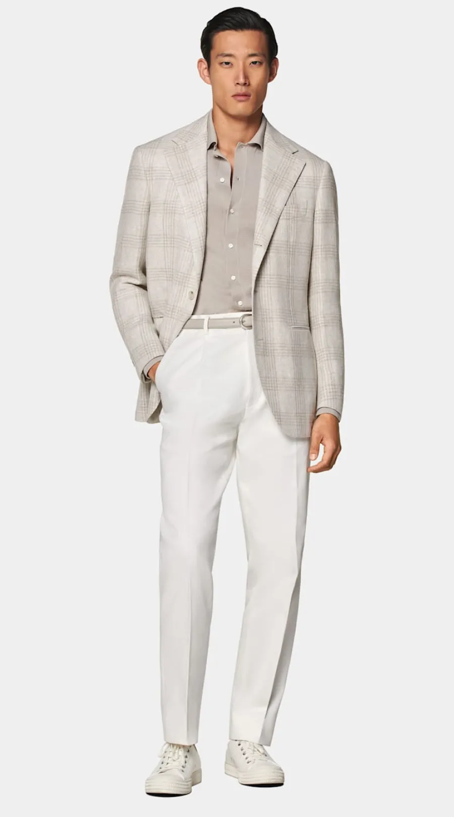 Suitsupply Blazer Roma coupe Relaxed taupe clair à carreaux Light Taupe Outlet