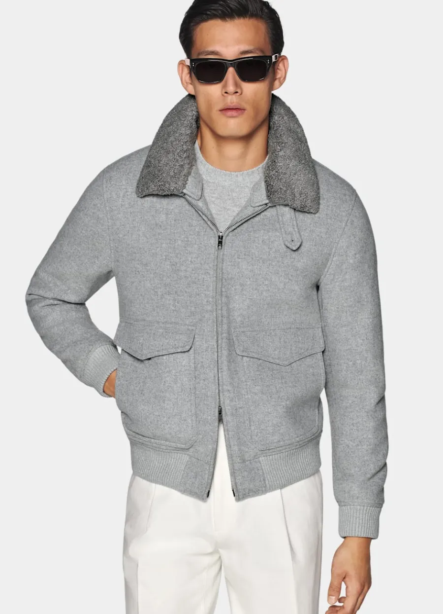 Suitsupply Bomber gris clair Discount