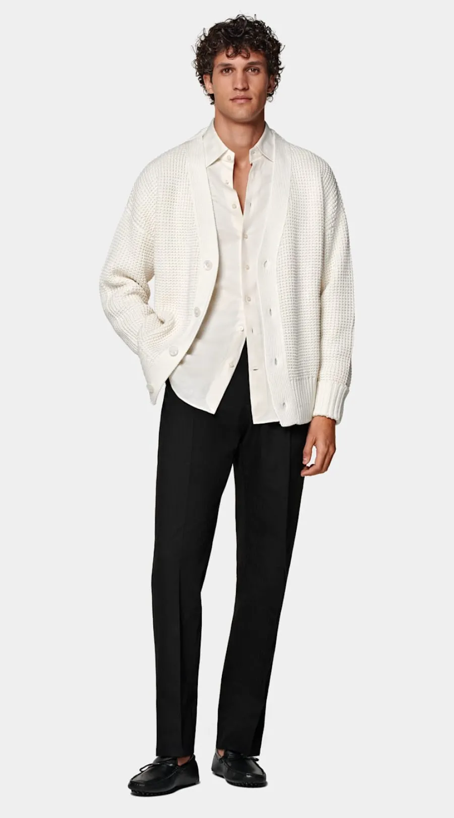 Suitsupply Cardigan oversize en crochet blanc cassé Online