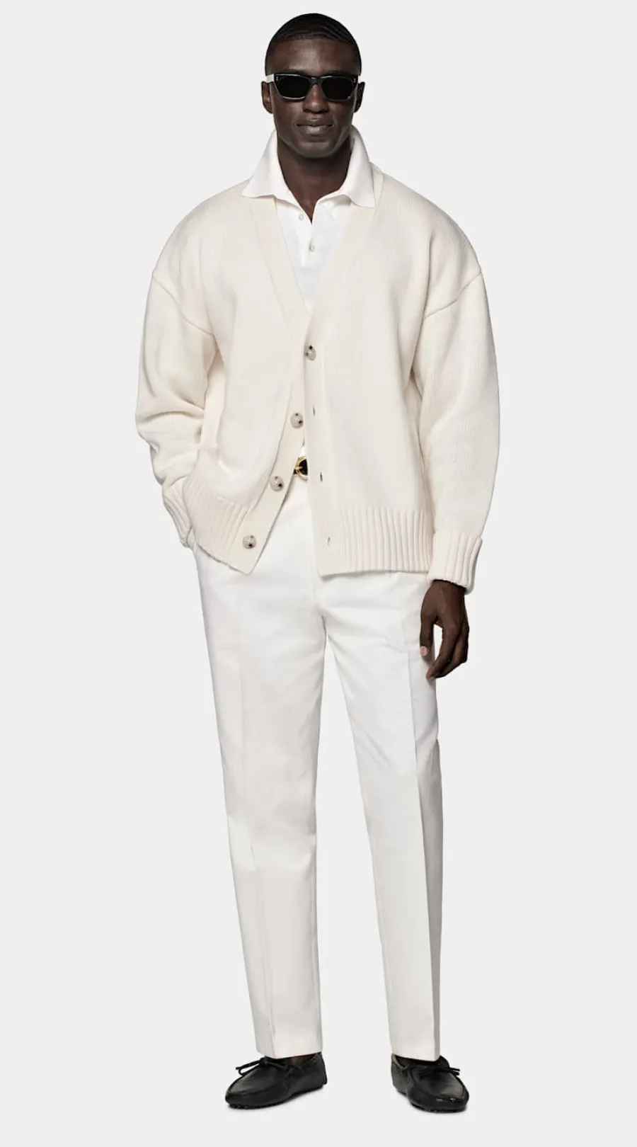 Suitsupply Cardigan oversize Merino blanc cassé Off-White New