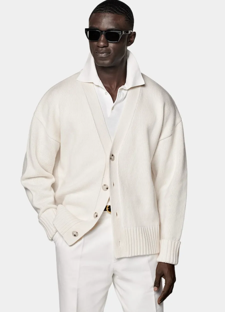 Suitsupply Cardigan oversize Merino blanc cassé Off-White New