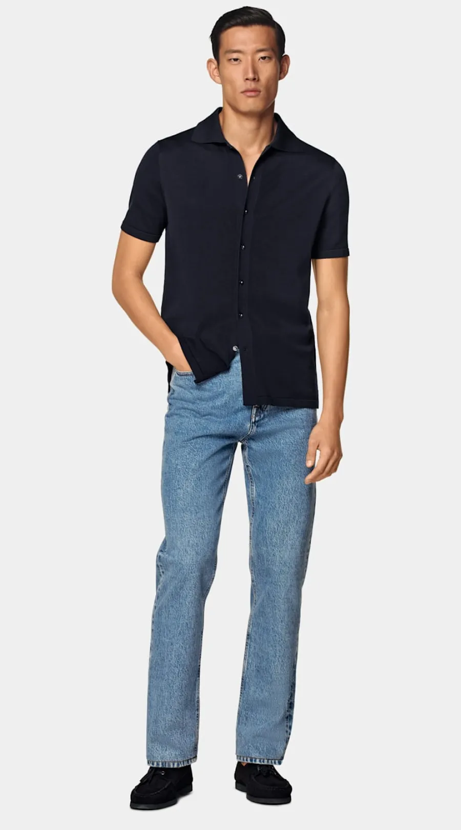 Suitsupply Cardigan type polo bleu marine Navy Clearance