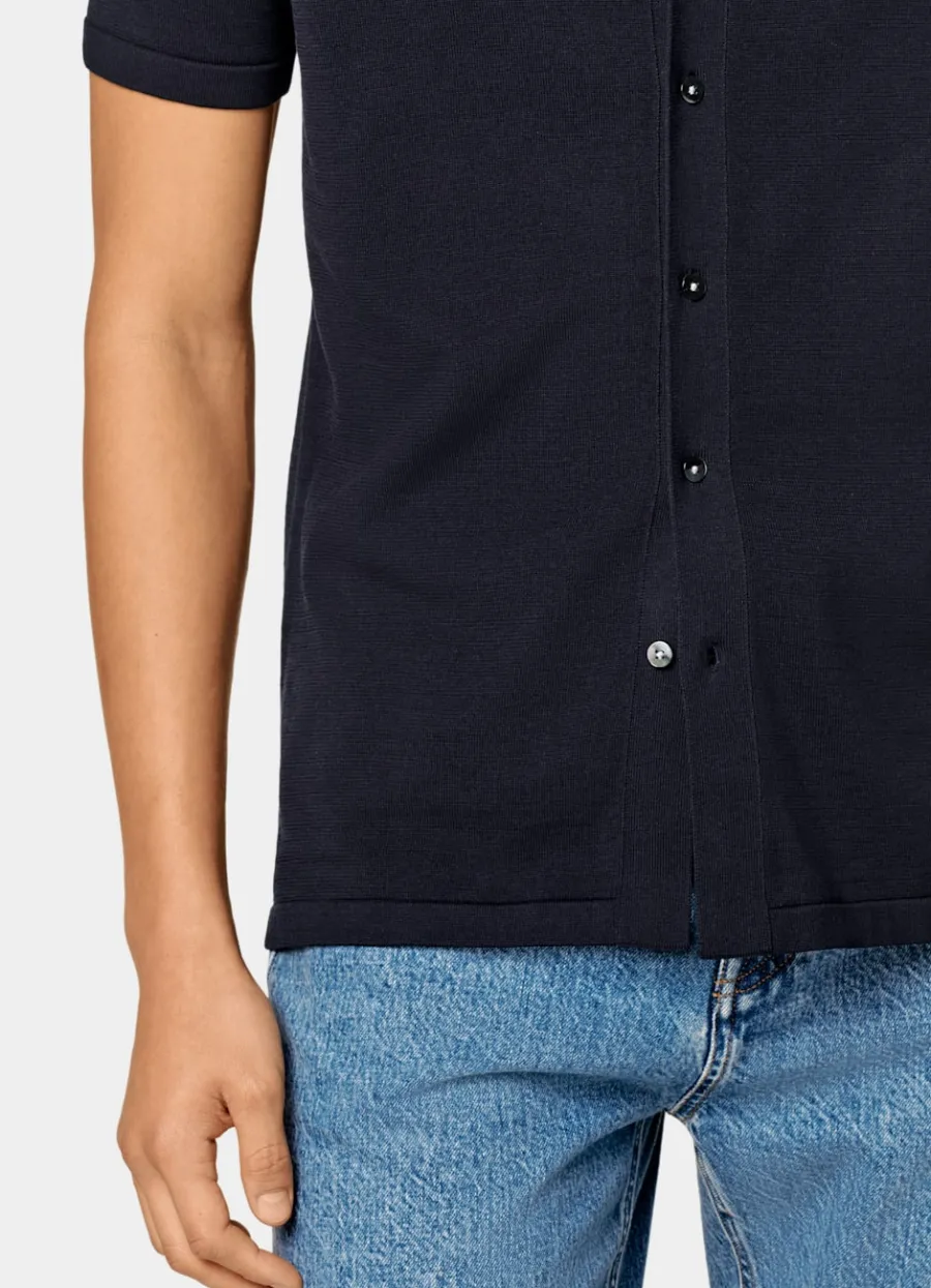 Suitsupply Cardigan type polo bleu marine Navy Clearance