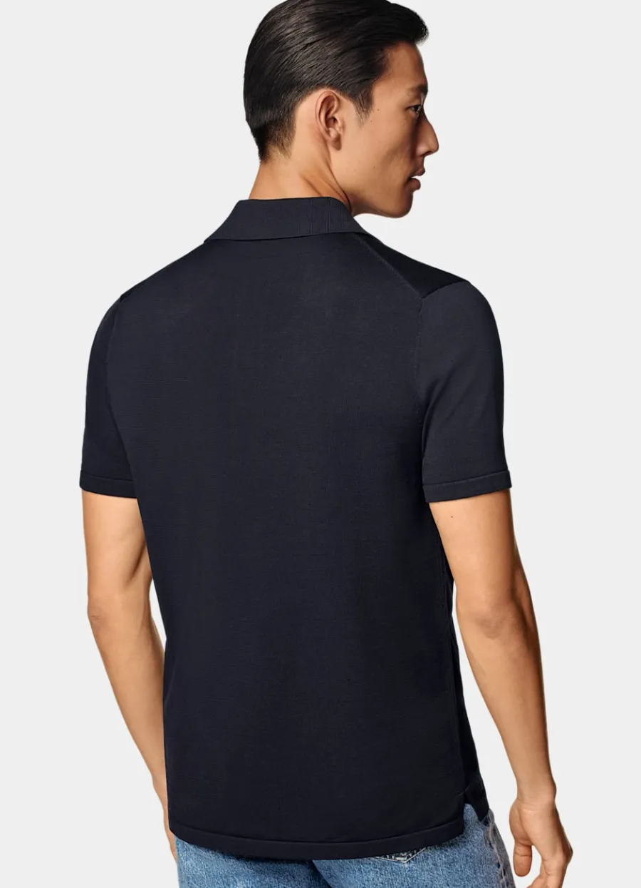 Suitsupply Cardigan type polo bleu marine Navy Clearance