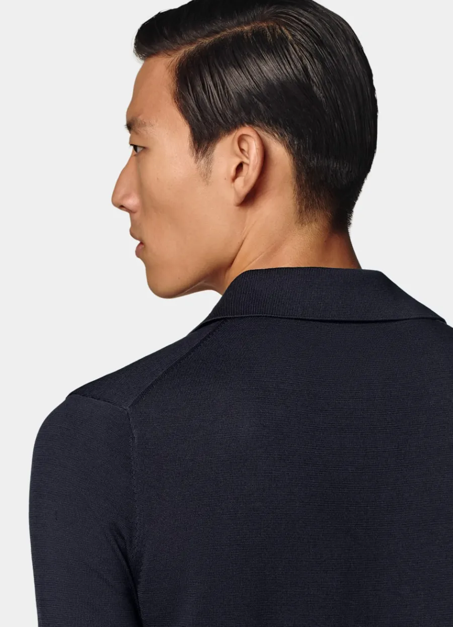 Suitsupply Cardigan type polo bleu marine Navy Clearance