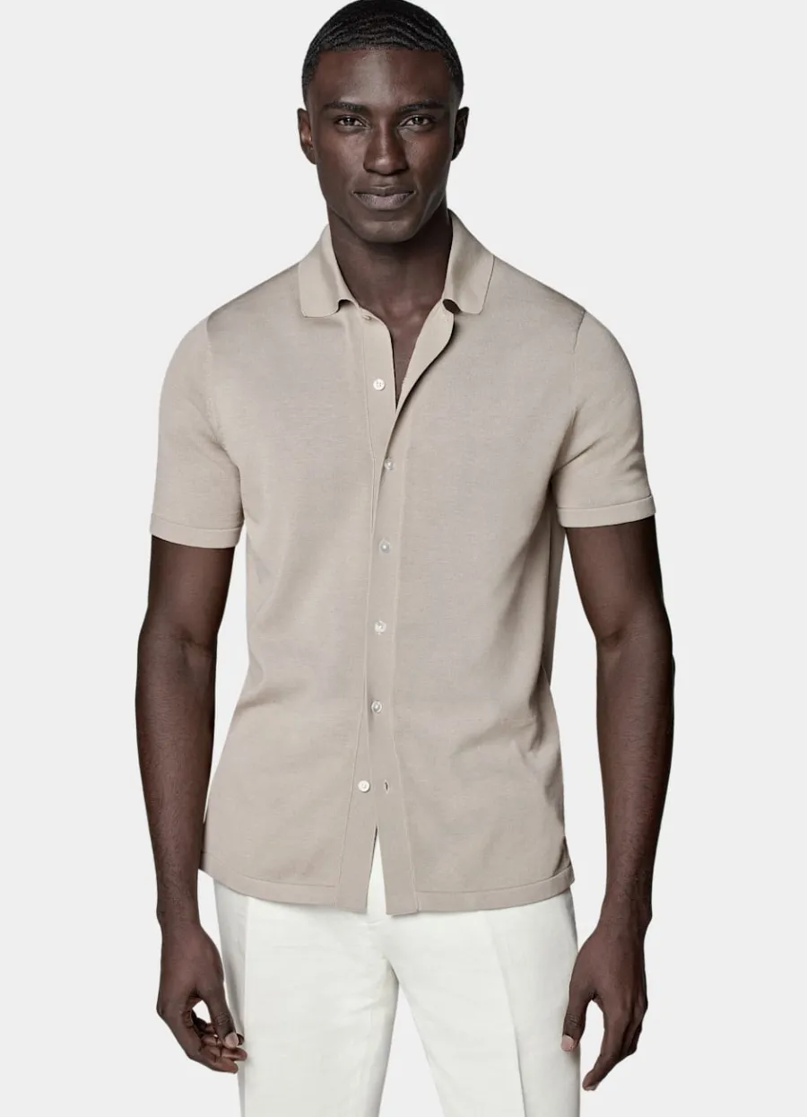 Suitsupply Cardigan type polo taupe clair Light Taupe Fashion