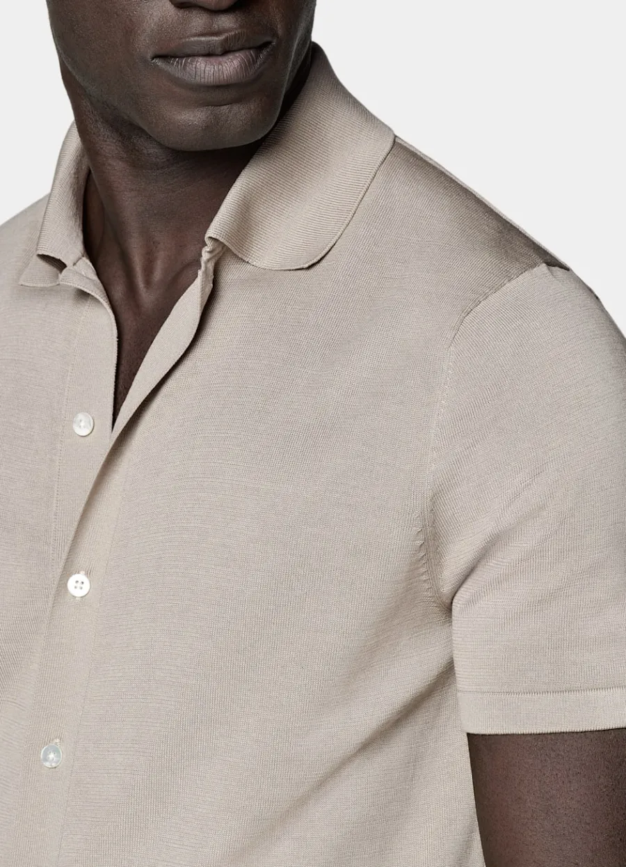 Suitsupply Cardigan type polo taupe clair Light Taupe Fashion