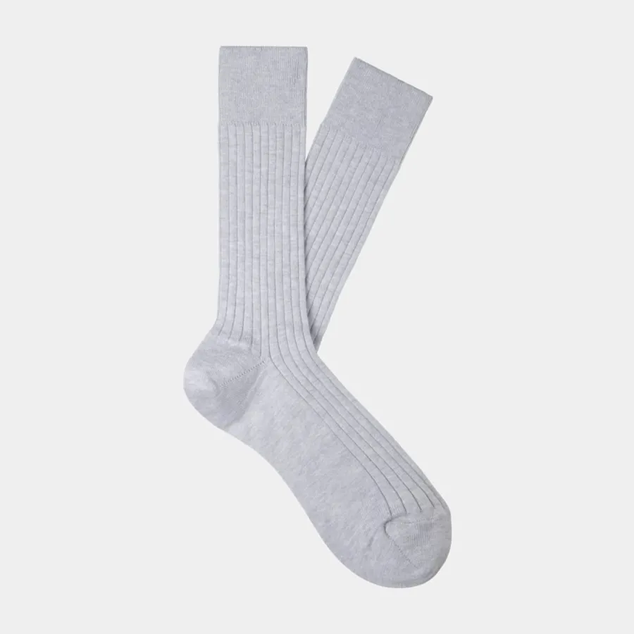 Suitsupply Chaussettes classiques côtelées gris clair Light Grey Best Sale