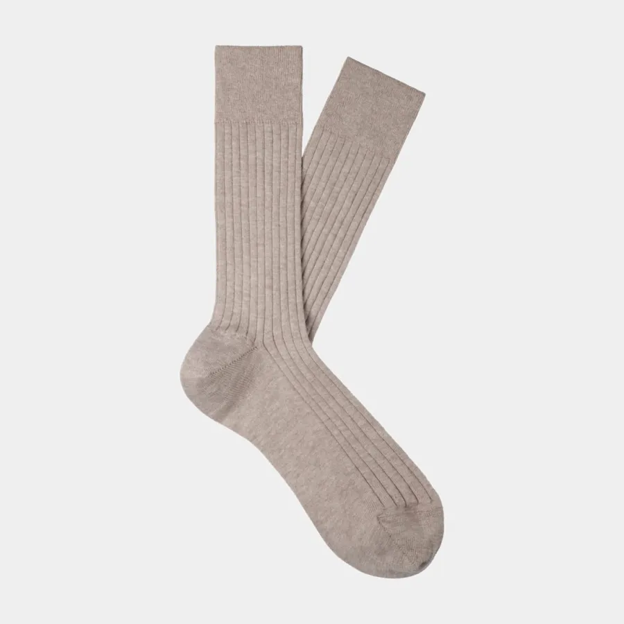 Suitsupply Chaussettes classiques côtelées marron clair Light Brown Best