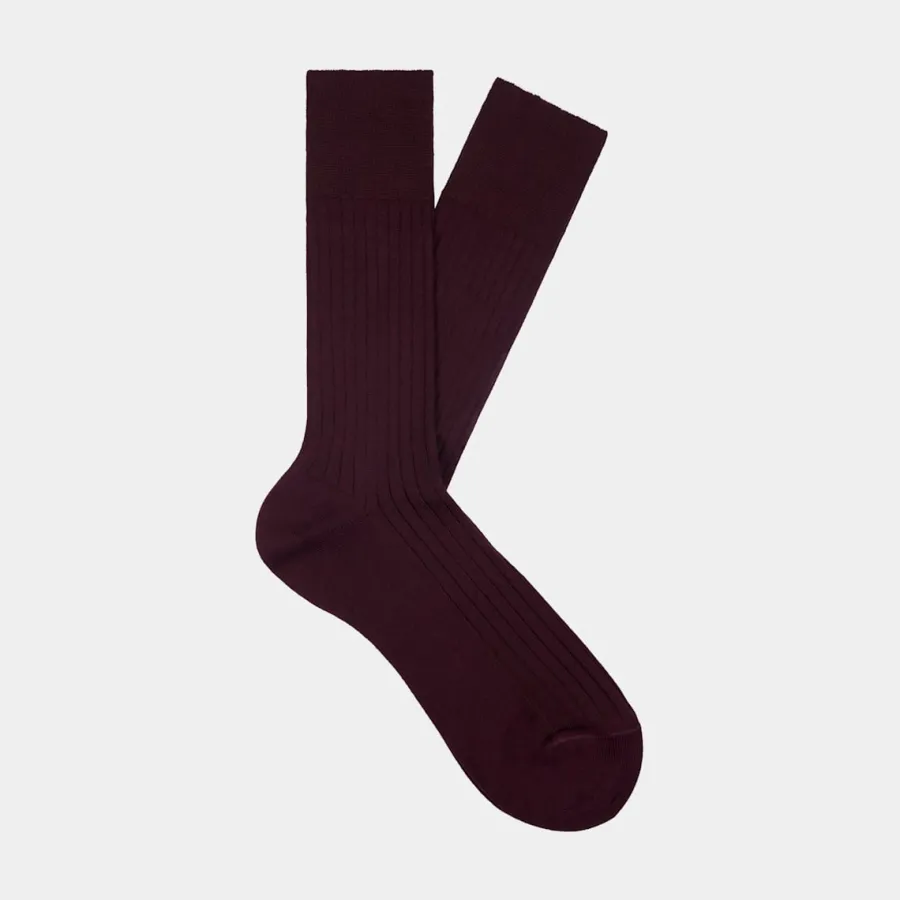 Suitsupply Chaussettes côtelées classiques rouge foncé Hot