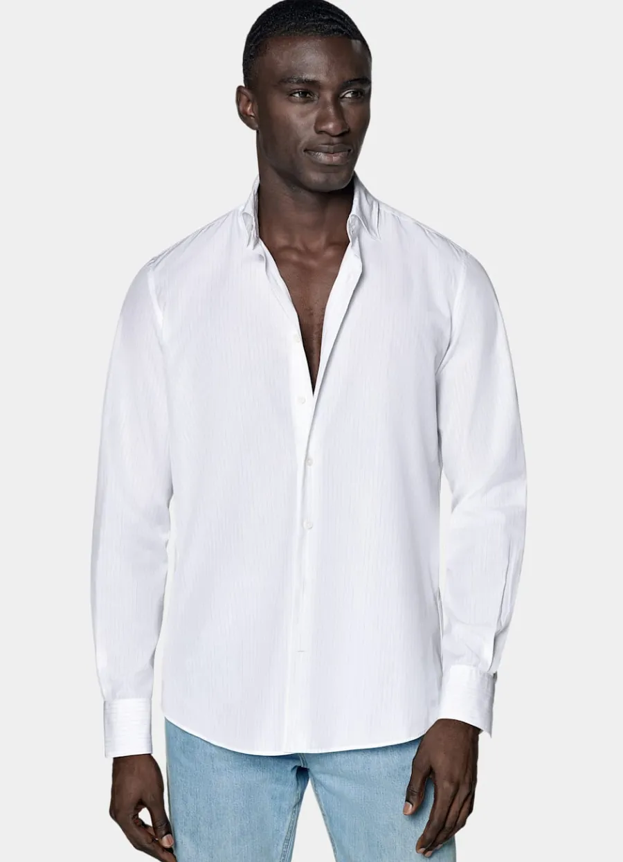 Suitsupply Chemise coupe ajustée blanche à rayures Fashion