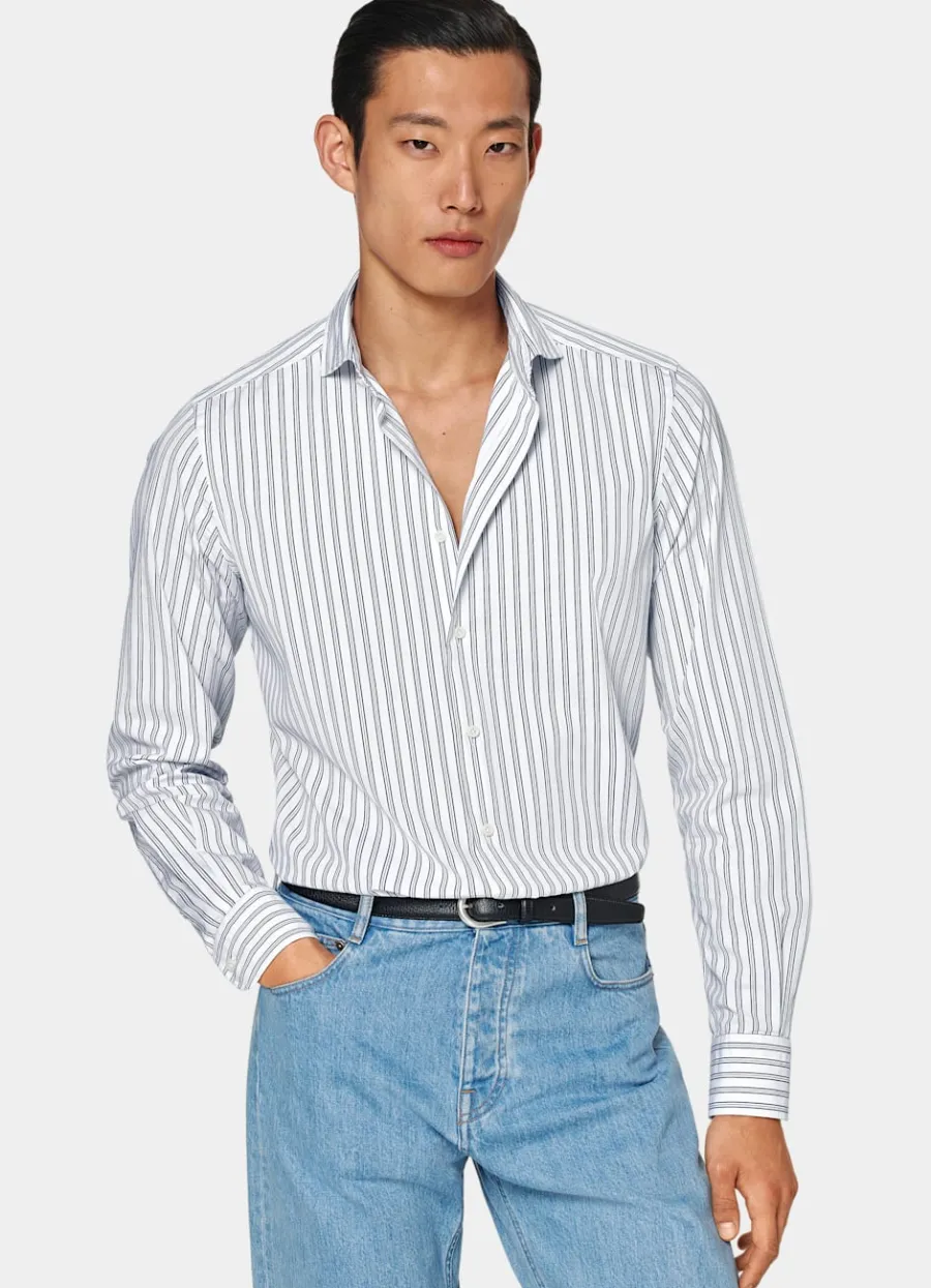 Suitsupply Chemise coupe ajustée bleu marine à rayures Best