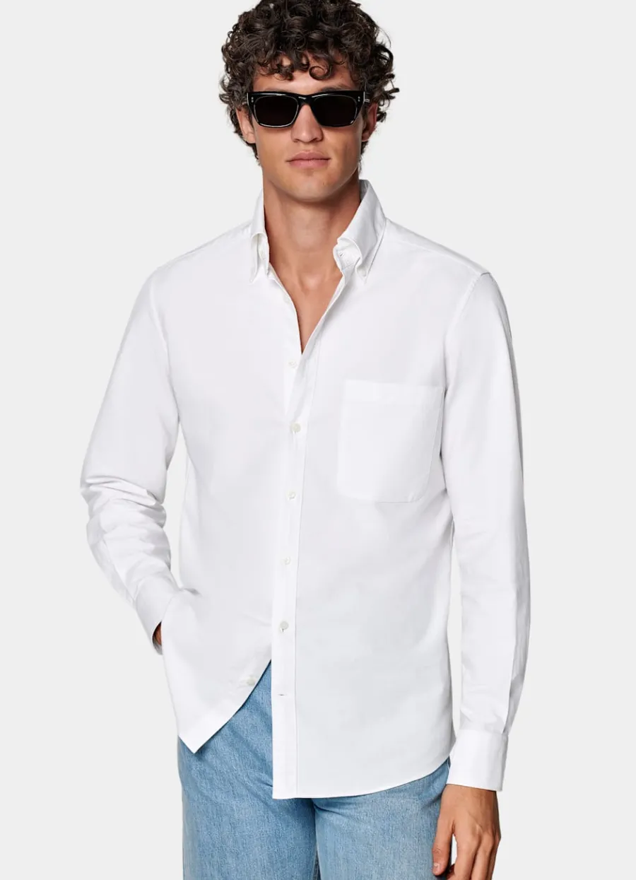 Suitsupply Chemise coupe ajustée en oxford blanche White New