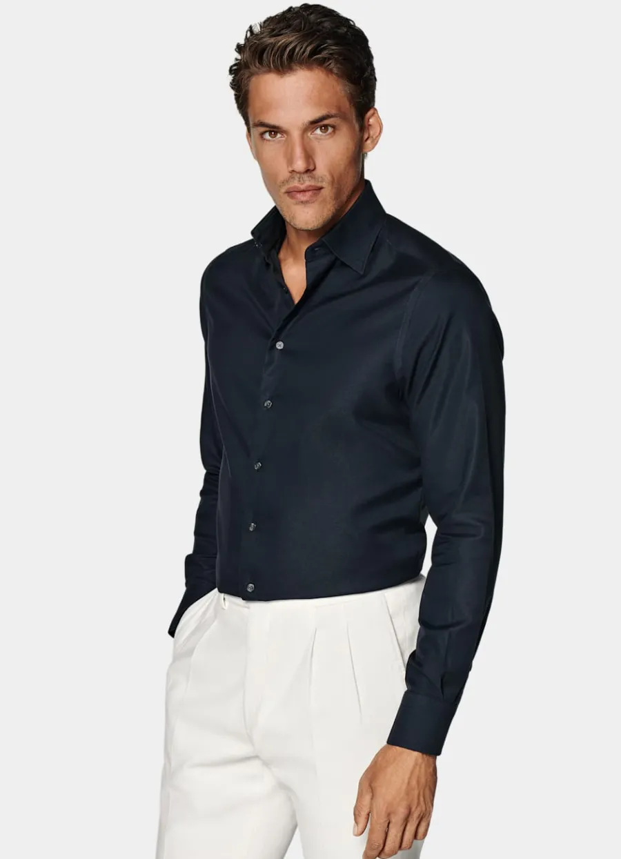 Suitsupply Chemise coupe ajustée en oxford royal bleu marine Navy Fashion