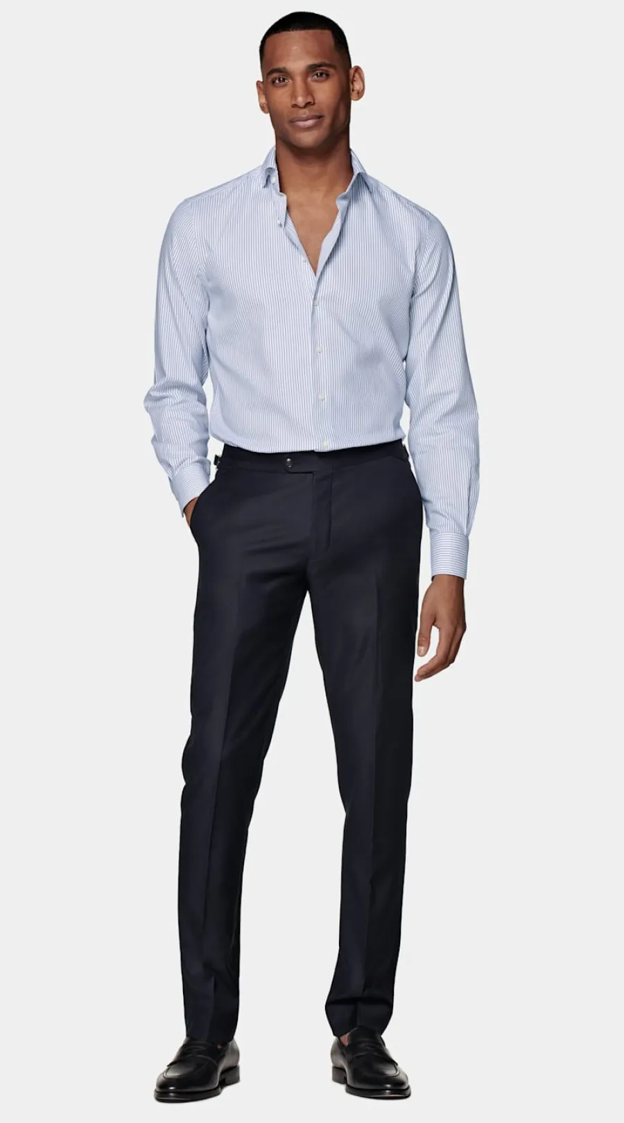 Suitsupply Chemise coupe ajustée en Royal Oxford bleu marine à rayures Store