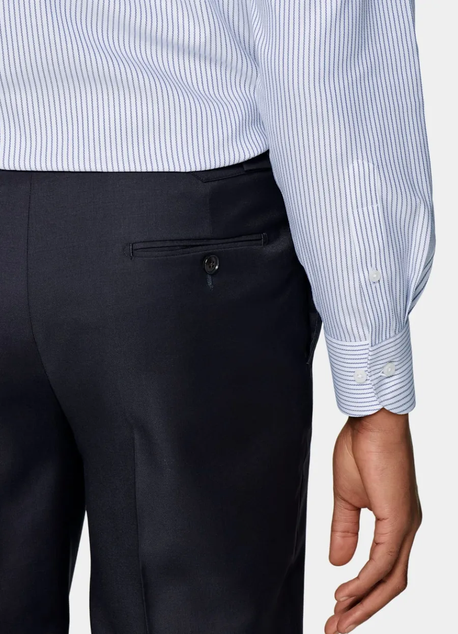 Suitsupply Chemise coupe ajustée en Royal Oxford bleu marine à rayures Store