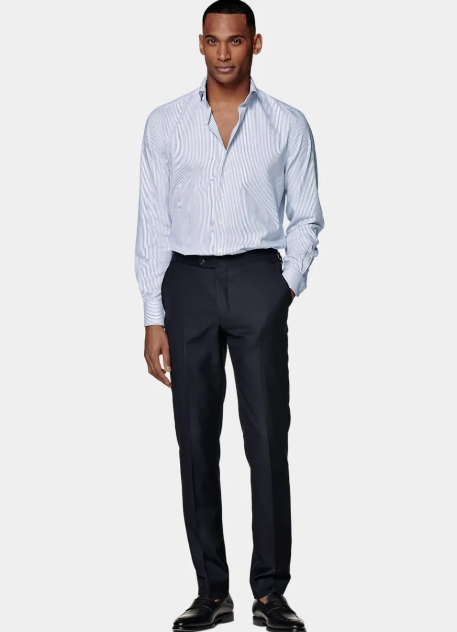 Suitsupply Chemise coupe ajustée en Royal Oxford bleu marine à rayures Store