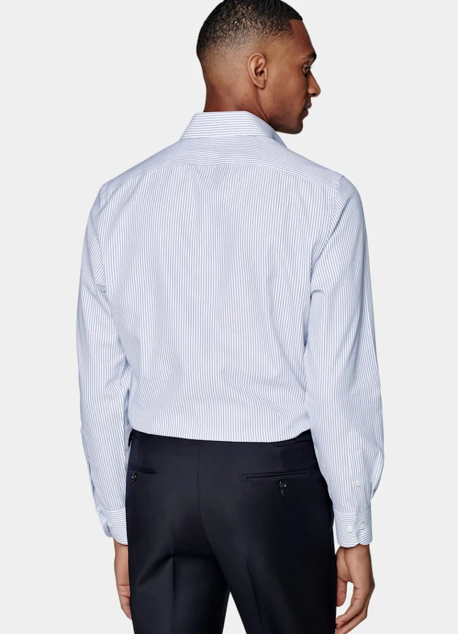 Suitsupply Chemise coupe ajustée en Royal Oxford bleu marine à rayures Store