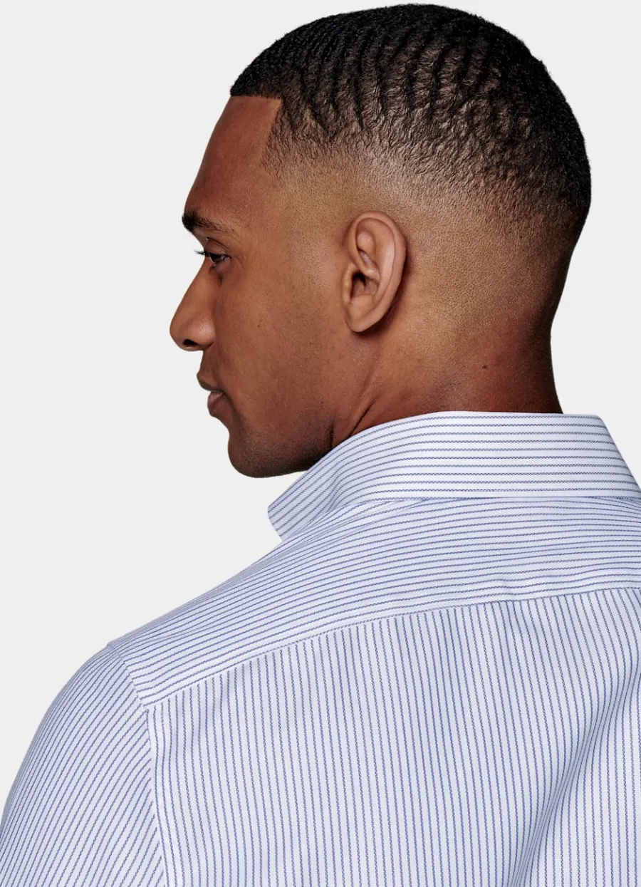 Suitsupply Chemise coupe ajustée en Royal Oxford bleu marine à rayures Store