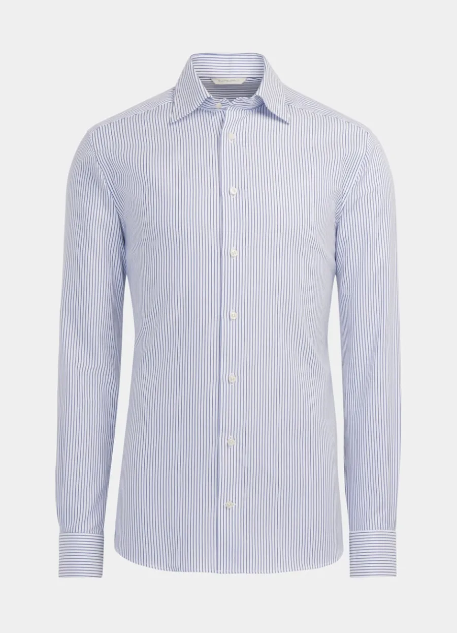 Suitsupply Chemise coupe ajustée en Royal Oxford bleu marine à rayures Store