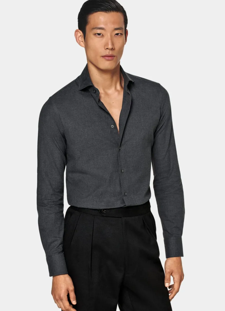 Suitsupply Chemise coupe ajustée gris foncé Dark Grey Flash Sale