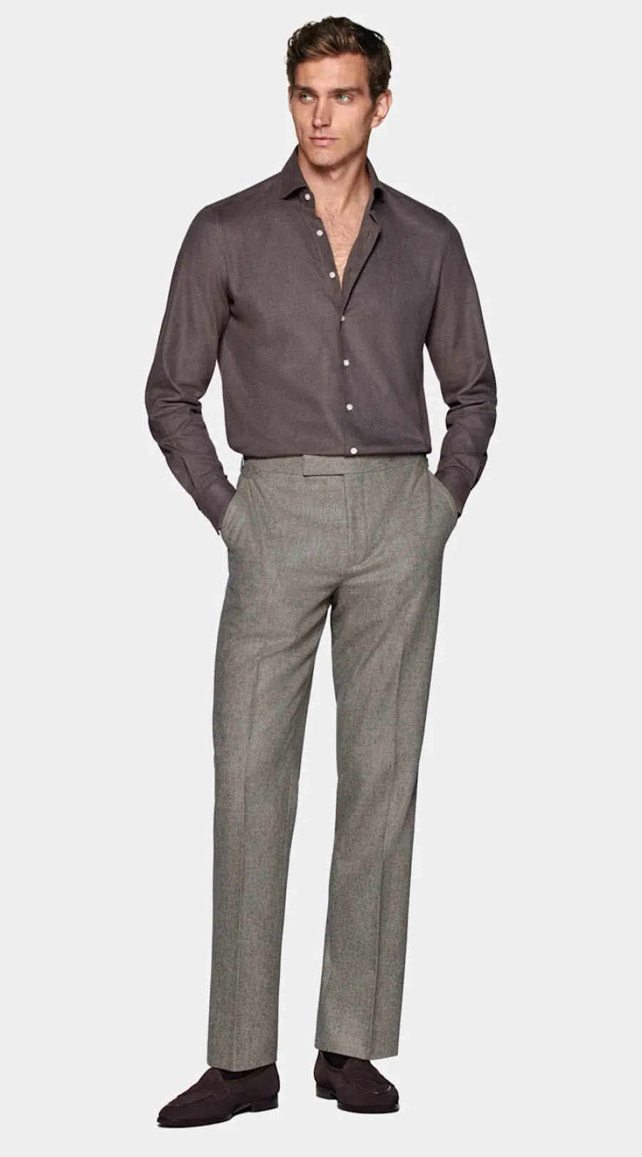 Suitsupply Chemise coupe ajustée Taupe Flash Sale