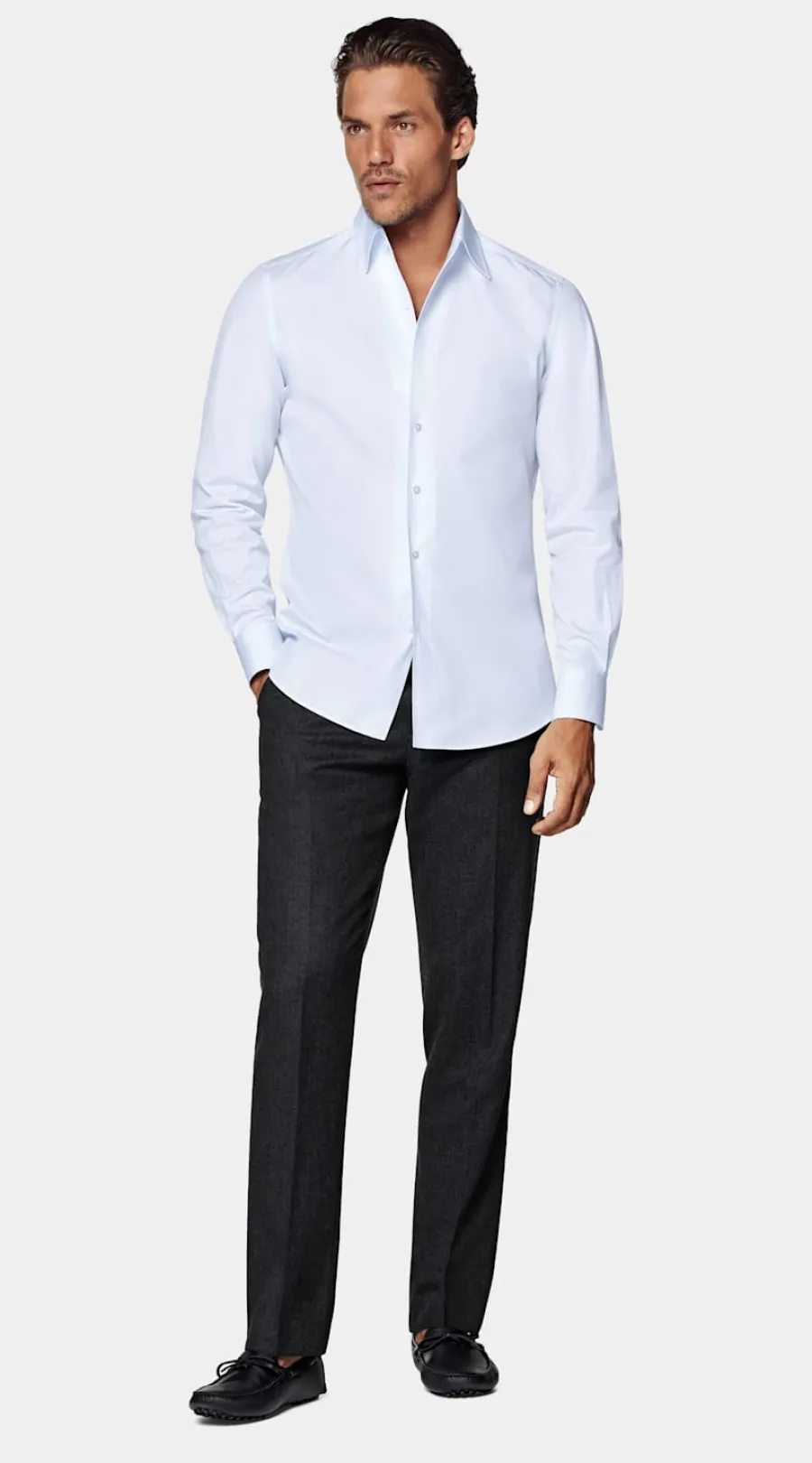 Suitsupply Chemise coupe Tailored à col classique d'une seule pièce bleu clair Light Blue Discount