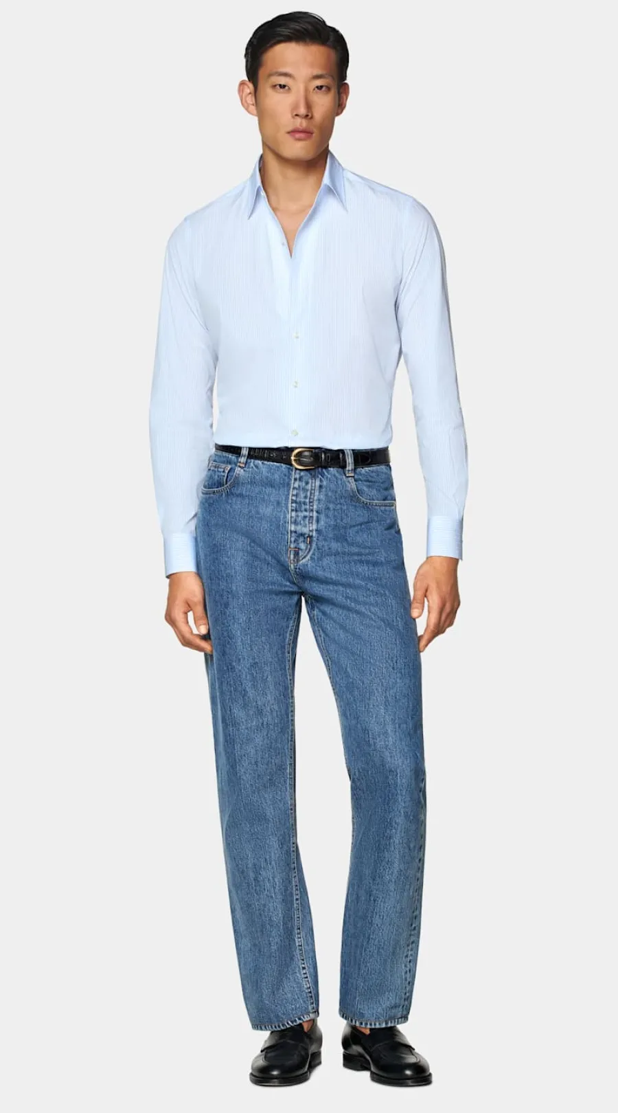 Suitsupply Chemise coupe Tailored à col classique d'une seule pièce bleu clair à rayures Light Blue Cheap