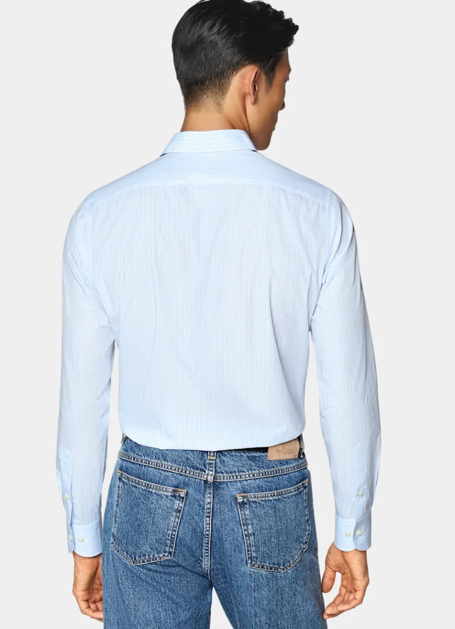 Suitsupply Chemise coupe Tailored à col classique d'une seule pièce bleu clair à rayures Light Blue Cheap
