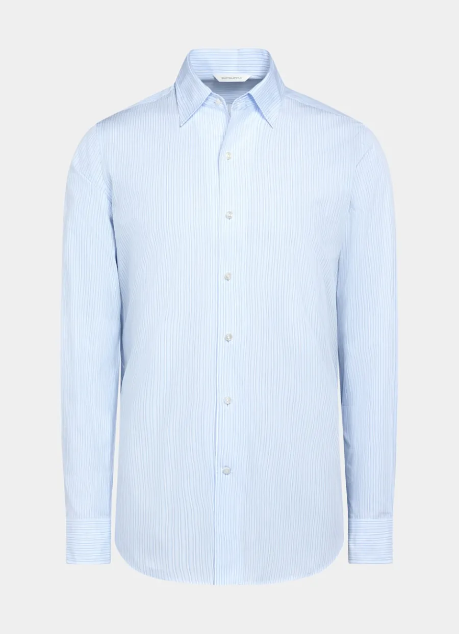 Suitsupply Chemise coupe Tailored à col classique d'une seule pièce bleu clair à rayures Light Blue Cheap