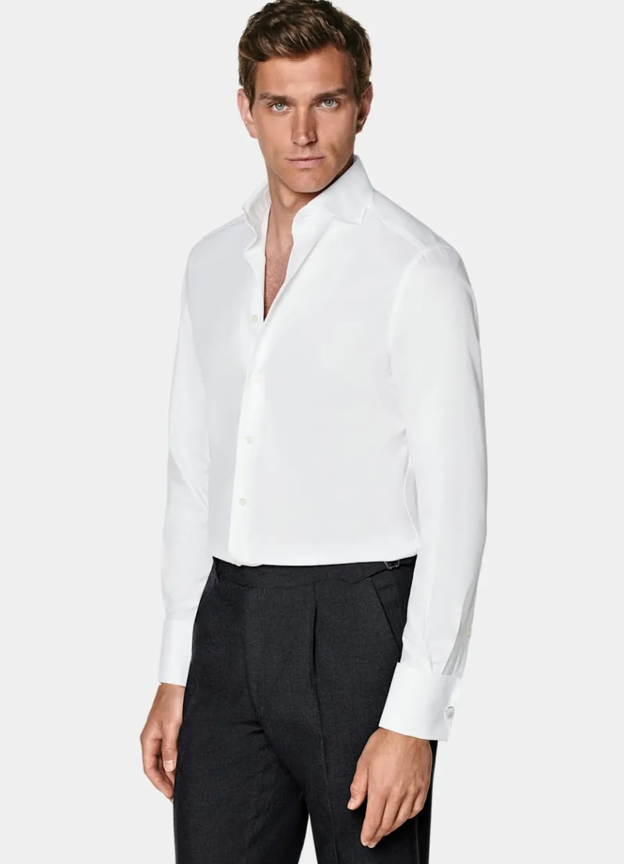 Suitsupply Chemise coupe Tailored à poignets mousquetaires blanche Sale