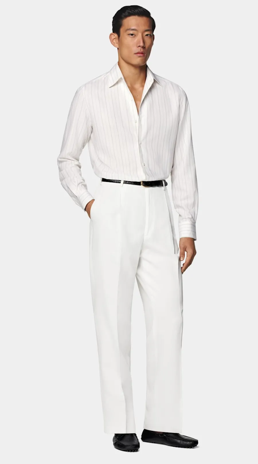 Suitsupply Chemise coupe Tailored blanc cassé à rayures Online