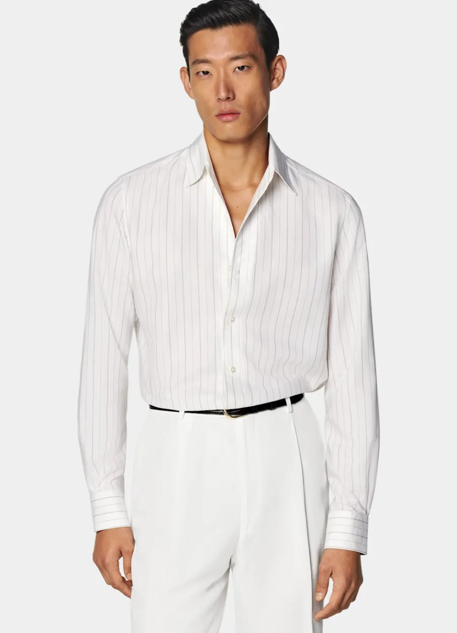 Suitsupply Chemise coupe Tailored blanc cassé à rayures Online