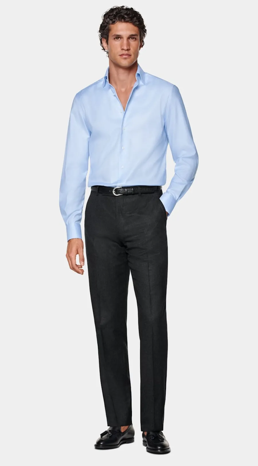 Suitsupply Chemise coupe Tailored bleu clair pied-de-poule Store