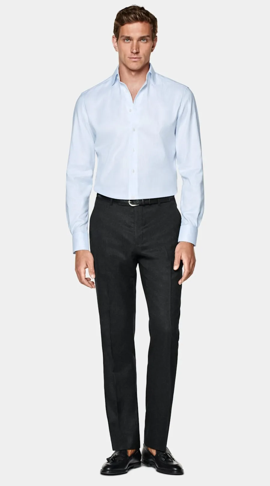 Suitsupply Chemise coupe Tailored en oxford bleu clair à rayures Best Sale