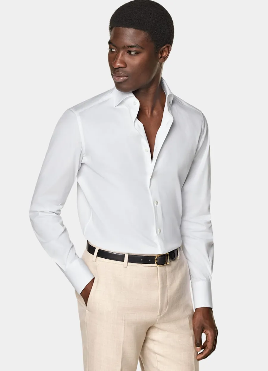 Suitsupply Chemise coupe tailored en popeline blanche White Cheap