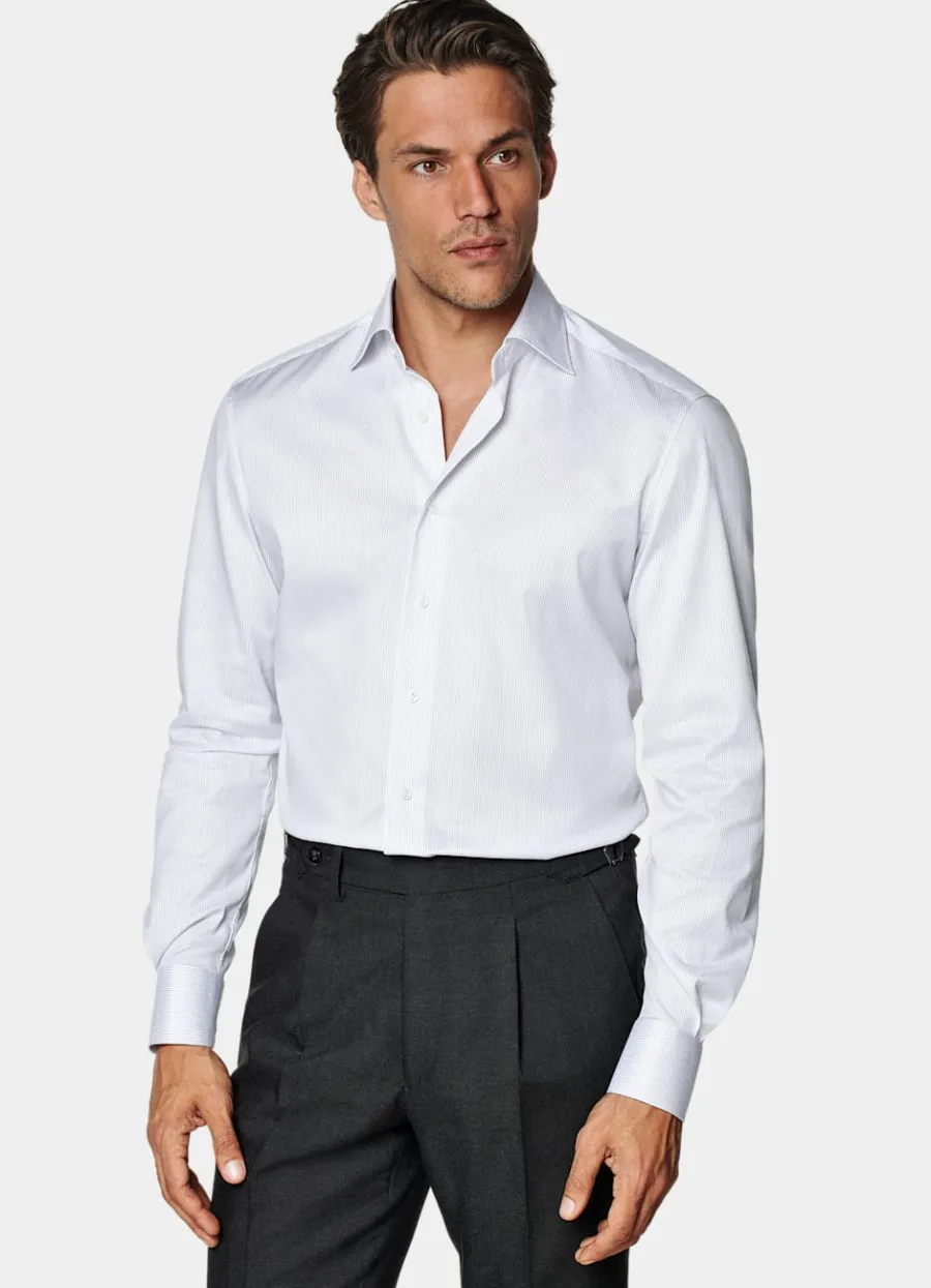 Suitsupply Chemise coupe Tailored en twill blanche à rayures Cheap