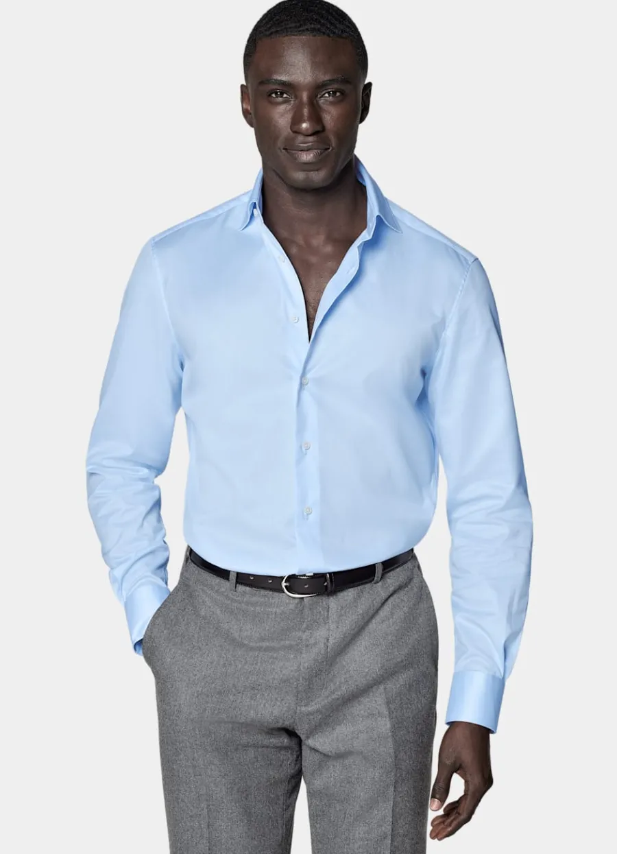 Suitsupply Chemise coupe Tailored en twill bleu clair Light Blue Online