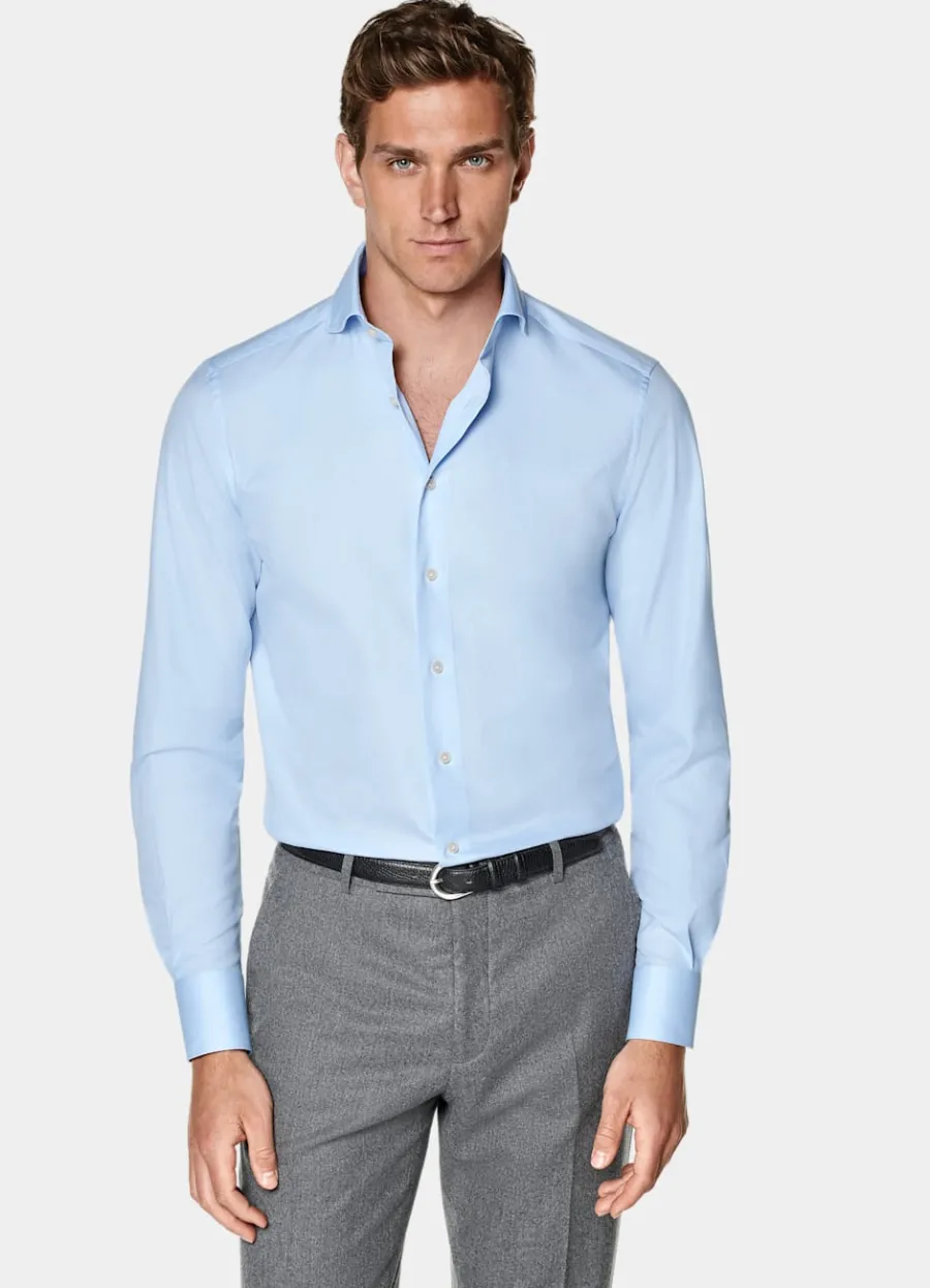 Suitsupply Chemise coupe Tailored en twill bleu clair Light Blue Online