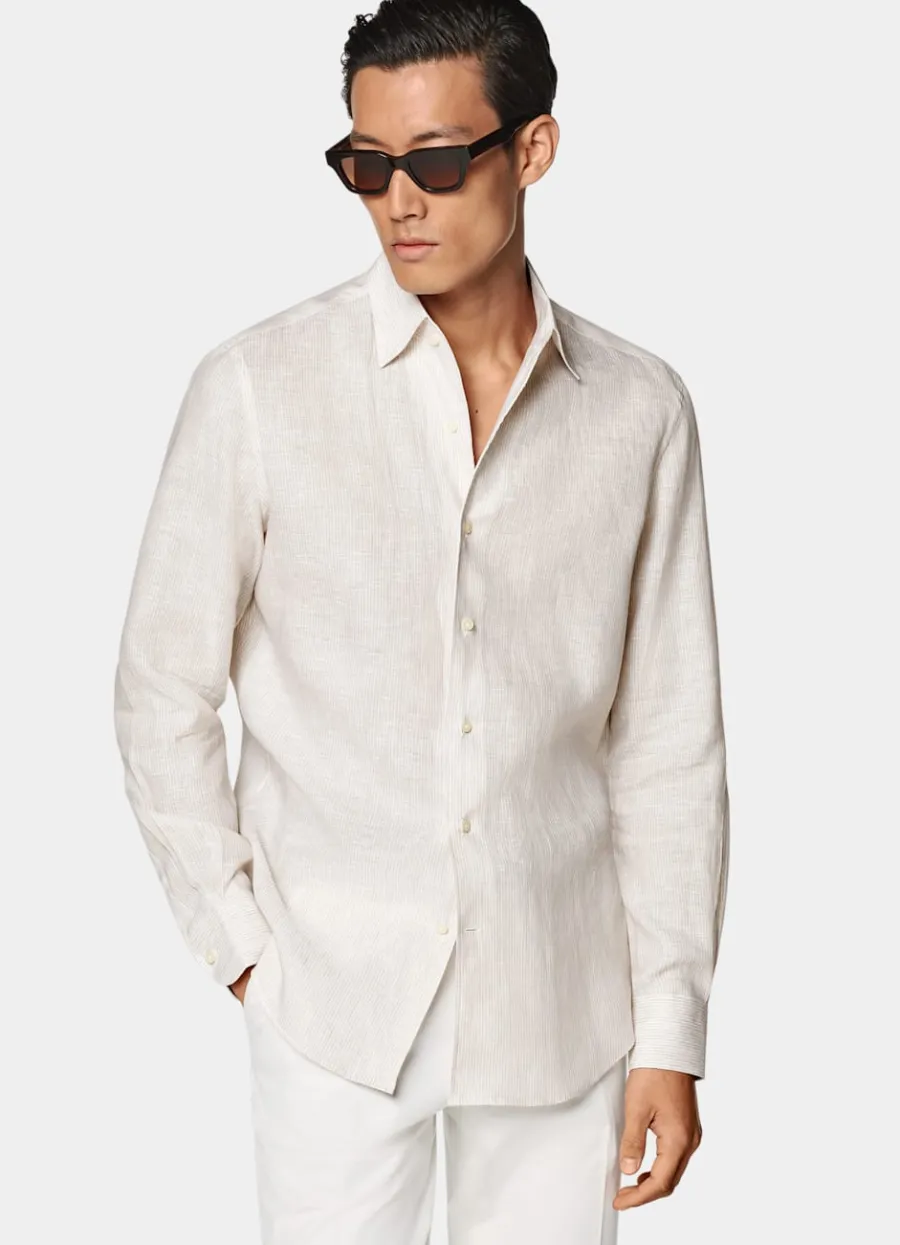 Suitsupply Chemise coupe Tailored sable à rayures Flash Sale