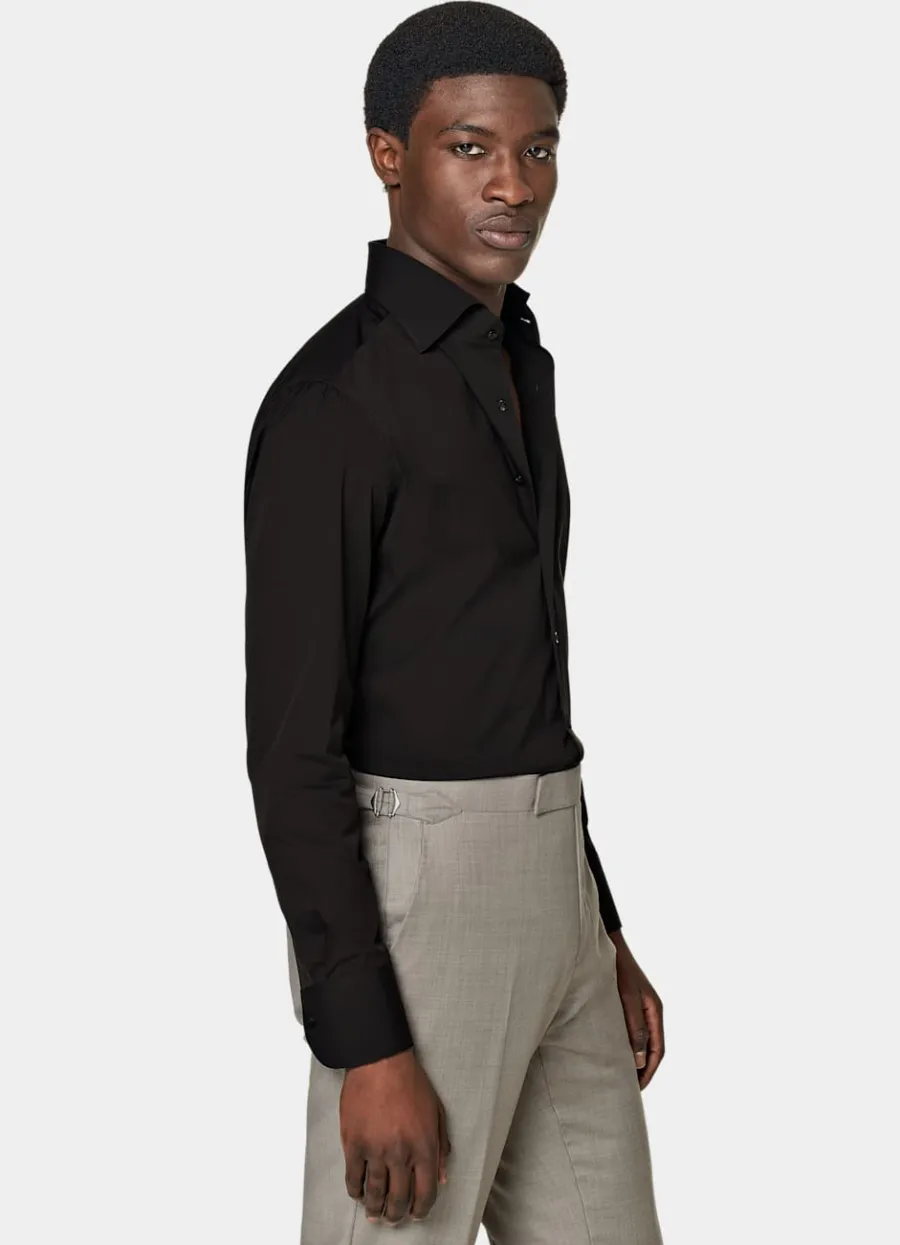 Suitsupply Chemise coupe très ajustée en popeline marron foncé Dark Brown Fashion