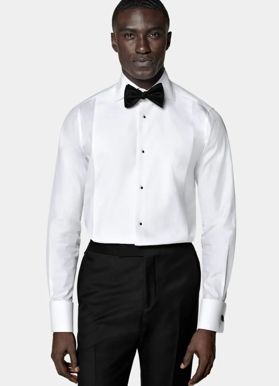 Suitsupply Chemise de smoking en piqué coupe ajustée blanche Best Sale