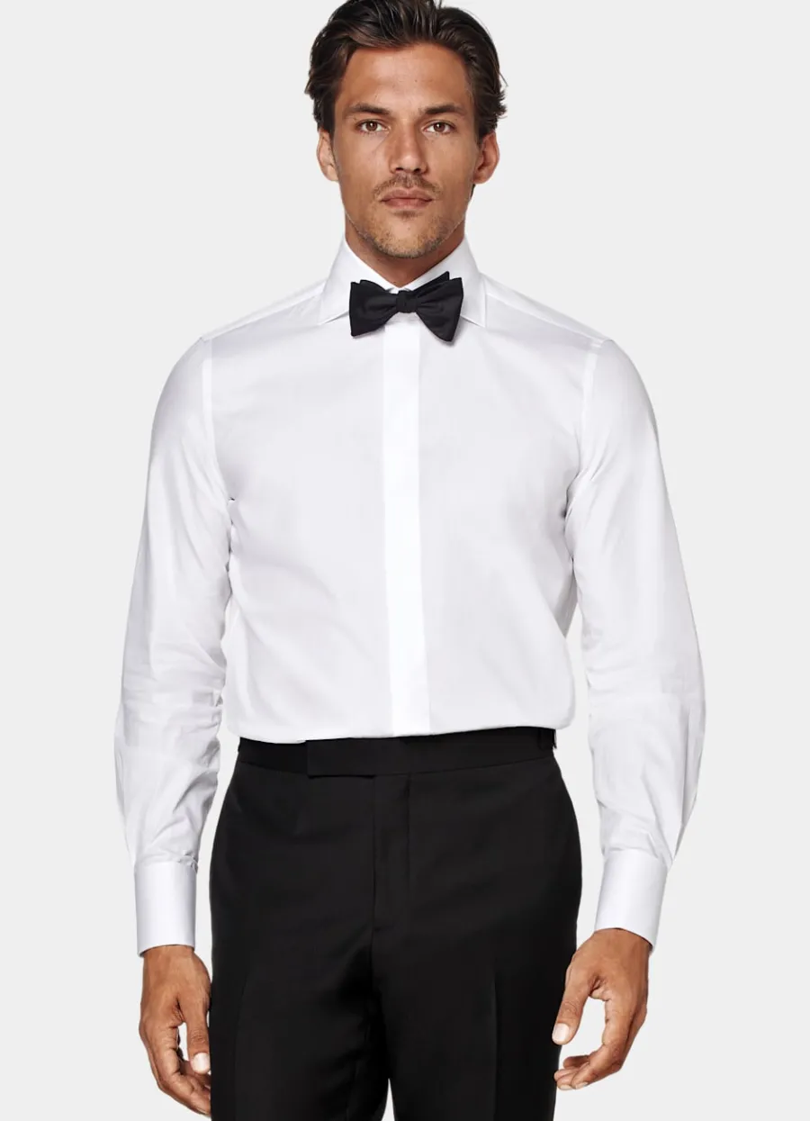 Suitsupply Chemise de smoking en twill coupe Tailored blanche New